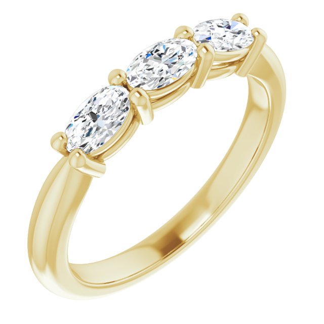 0.63 ct. East West Set Oval Cut Diamond 3 Stone Wedding Band-VIRABYANI